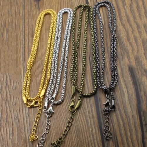 10pcs/lot 3.2mm Popcorn Necklace Chains for Jewelry Making with Clasps, Snake Chain Necklace DIY Jewelry Findings 50cm Length