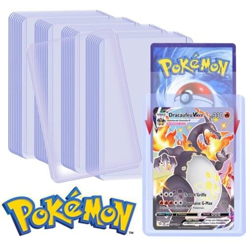 Pokemon Card Sleeves Transparent Protector Playing Game V VMAX GX Mega EX Cartas Display Yugioh Pokémon Cards Case Kids Toy Gift