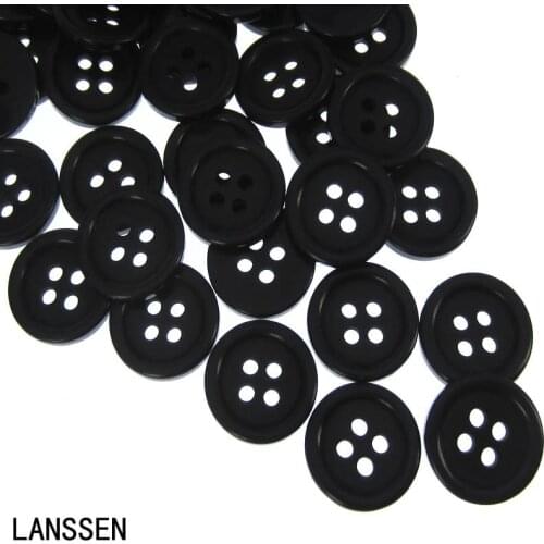 100pcs 5/8" Black 4-Holes Resin Buttons Round Buttons Fit Sewing Craft Scrapbooking 15.0mm Buttons
