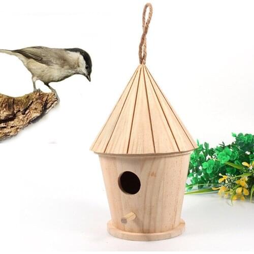 Wooden Bird Nest Hanging Bird House Natural Wooden Bird Cage Resting Place Wall-Mounted Outdoor Birdhouse Wooden Box 20Arl16