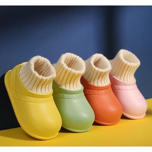 Childrens Cotton Shoes Warm Plush Socks Outdoor Snow Winter Kids Shoes Waterproof Child Causal Indoor Slippers Boys Gilrs Shoes