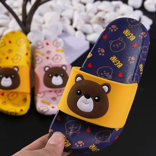 Cute Bear Childrens Slippers Summer New Cartoon Print for Girls' Sandals Indoor Shoes for Bath and Home