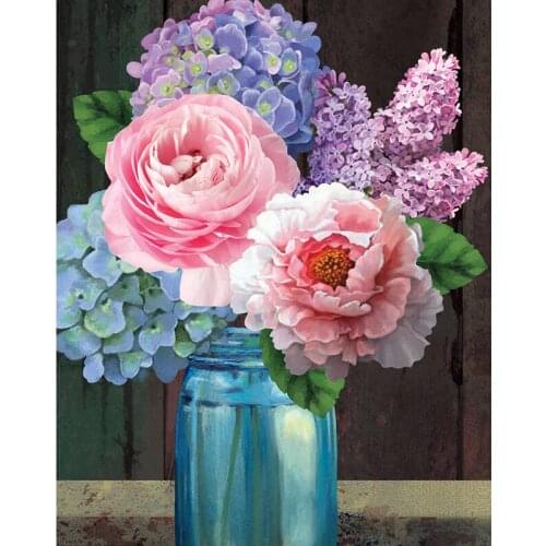 Happymems DIY 5D Round Hydrangea-Lilac-Art Diamond Painting Full Square Craft Flower Diamond Painting