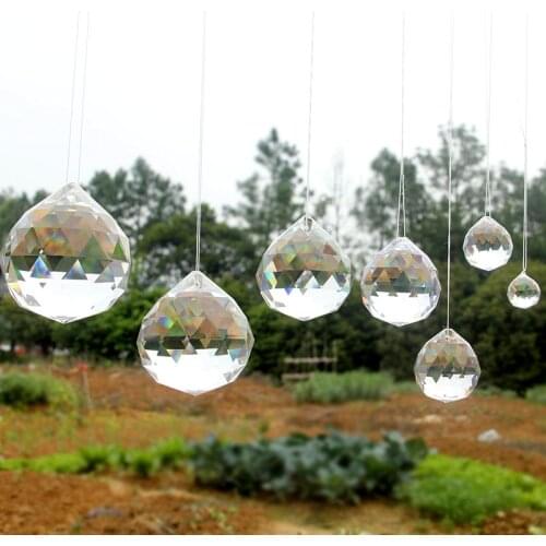5/6/7/8/10cm Crystal Faceted Ball Suncatcher Chandelier Prism Lamp Beads Part Hanging Pendant Home Wedding Decor Ornament Craft