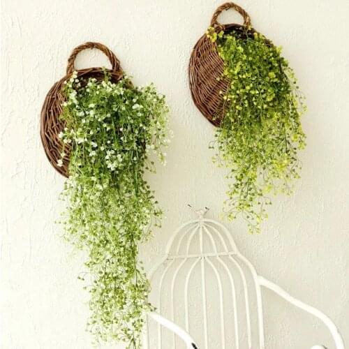 Artificial Plants for Home Decor Plastic Flowers Wall Hanging Green Bouquet rattan flower vine balcony Wedding Garden Decoration