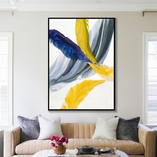 Modern Abstract Colorful Feather Canvas Art Paints For Living Room Bedroom Posters And Prints Wall Poster Affiche Home Unframed