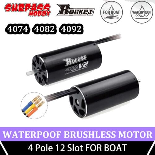 SURPASS HOBBY Rocket 4074 4082 4092 Brushless Motor Boat 4 Poles 12 Slot 1000mm for Rc Boat Traxxas Blast Feilun Traxxas Trx4