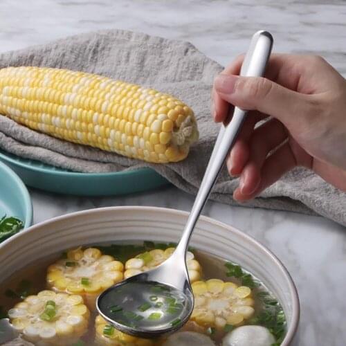 1Pcs 304 Stainless Steel Soup Spoon Slotted Spoon Soup Spoon For Sauce Hot Pot Porridge Drinking Soup Spoon