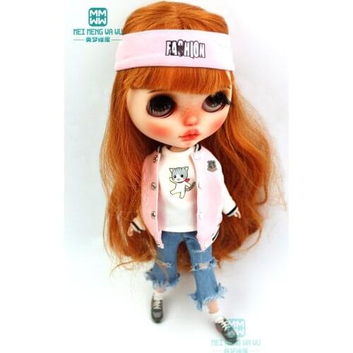 1PCS Blyth clothes fashion Casual sweatshirt, shredded jeans, hair band for Blyth Azone 1/6 doll accessories