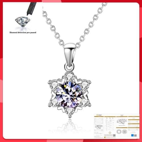 Moissanite Necklace 0.5CT 1CT 2CT 3CT VVS Lab Diamond Pendant Silver 925 for Women Wedding Party Anniversary Gift Simple Charms