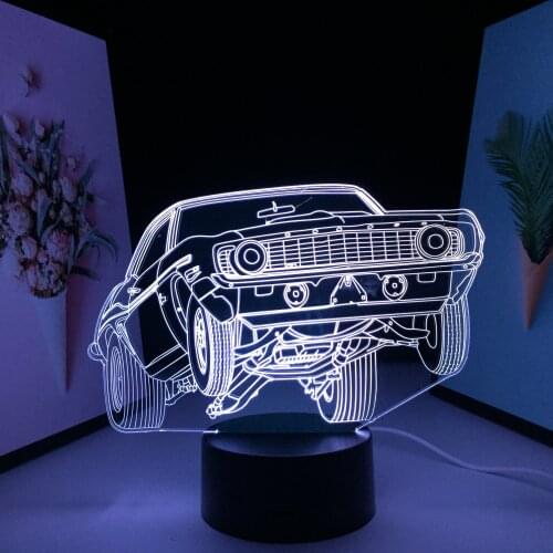 Muscle Car Model 3D LED Lamp Home Bedrooom Table Decoration Night Light forCouple Children Festival Birthday Gifts USB Charging