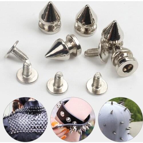 10Set Spike Punk Rivets Devil Corner Bullet Head Cone Alloy Screw Base Wholesale Clothing Bags Shoes Accessories Jacket