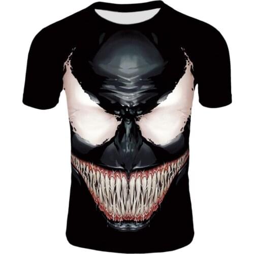 2021 New Venom Mens T-shirt 3D Printing Series Casual Shirt Summer Cool T-shirt Fashion Trend Youth Short-sleeved Tops