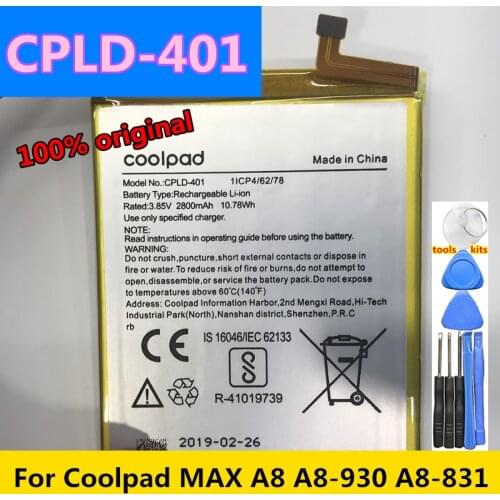 Runboss Original Quality Battery CPLD-401 for COOLPAD MAX A8 A8-930 A8-831 2800mAh