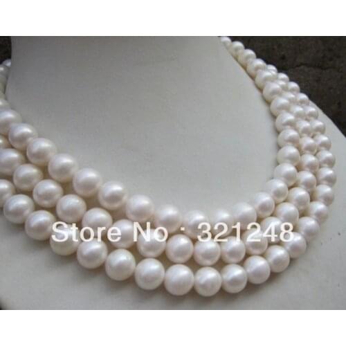 10-11mm fashion natural white freshwater cultured pearl round beads high grade women long chain necklace jewelry 54inch MY2089