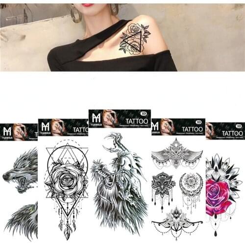 Rose Jewelry Water Transfer Tattoo Stickers Women Body Chest Art Waterproof Temporary Tatto Waist Bracelet Flash Tatoos Flower