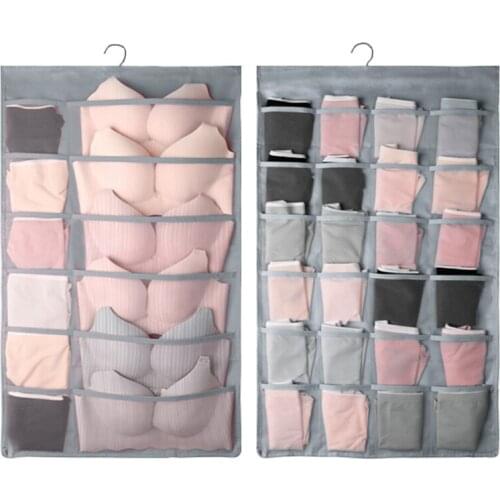 Wardrobe Storage Bag Foldable Hanging Organizer Underware Bra Socks Multi Pockets Bag Oxford Fabric Hang Storage Organizer Bag