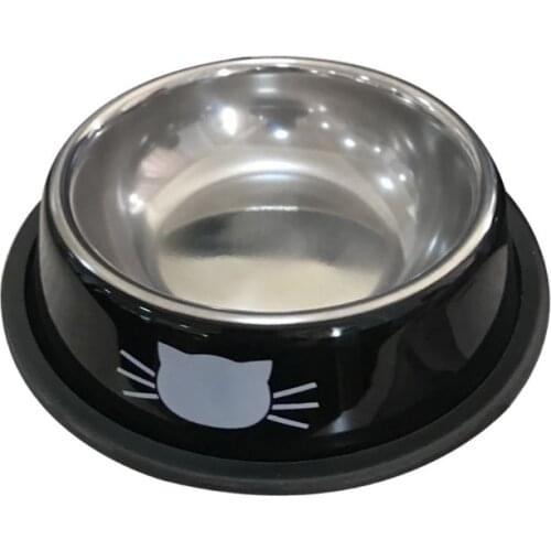 Thick Non-slip Cat Dog Food Bowl Foods Utensils Single Stainless Steel Pet Bowls