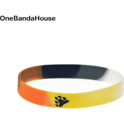 1PC Bear Pride Silicone Wristband 1/2 Inch Wide Subsection Color for Gay