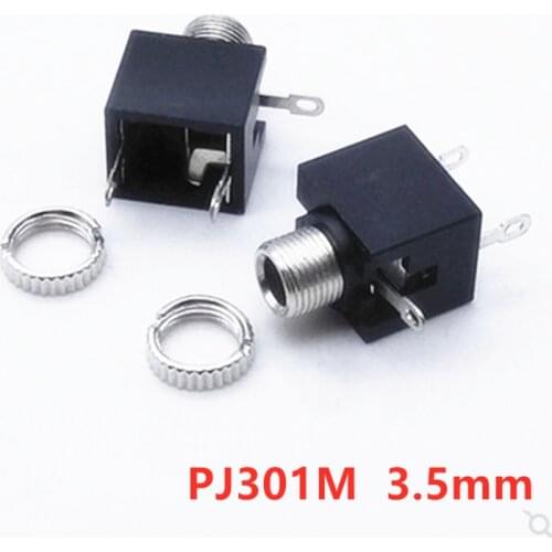 10Pcs 3.5MM headphone audio socket PJ-301M 3 feet mono secondary socket with nut holder