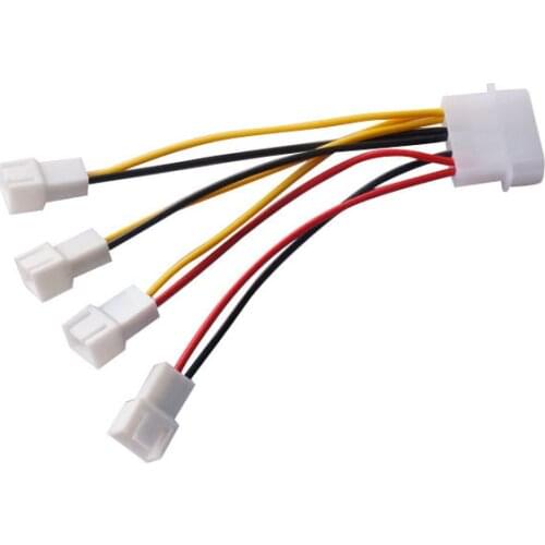10pcs adjust speed 4x 3Pin Fans to D type 4Pin Molex Power Y-Splitter Cable
