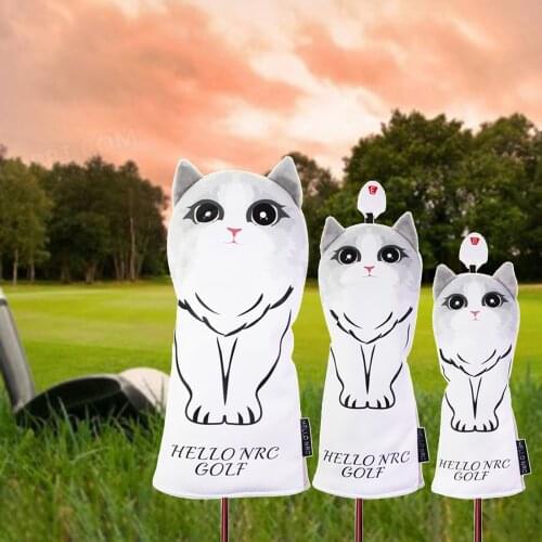 3x/4x Golf Club Head Cover Driver Fairway Wood Headcover Golf 1 3 5 UT Covers Sleeve Protect Guard with Cat Pattern and Numbers