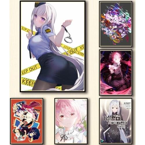 50 Designs Anime ReLife In A Different World From Zero Whitepaper Poster Artwork Fancy Wall Sticker for Coffee House Bar