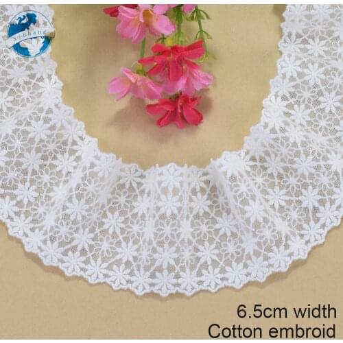 6.5cm White Embroidery Sewing Ribbon Guipure Lace Trim Fabric Warp Knitting DIY Garment Wedding Accessories #4221