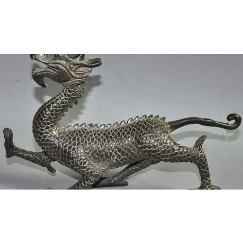 8" lucky china chinese fengshui bronze animal zodiac dragon Statue art sculpture