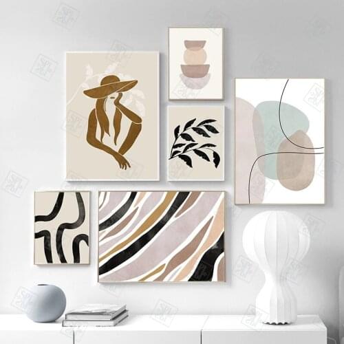 Abstract Modern Plant Canvas Painting Character Line Graphic Wall Picture for Living Room Home Decoration Art Posters and Print