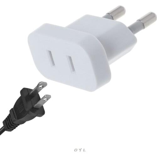 1pc US To EU Plug Power Adapter White Travel Power Plug Adapter Converter Wall Charger