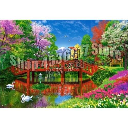 5D DIY Diamond Embroidery Bridges trees, swan Cross Stitch Diamond mosaic landcape diamond Painting rhinestones Christmas gift