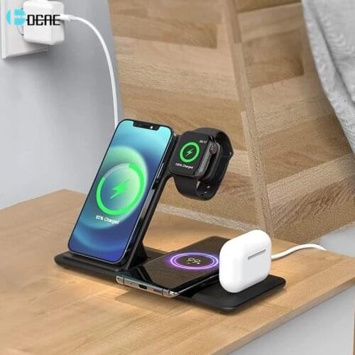 25W 4 in 1 Qi Wireless Charger Stand For iPhone 12 11 XS XR X 8 Fast Charging Dock Station For Apple Watch 6 5 4 3 2 Airpods Pro