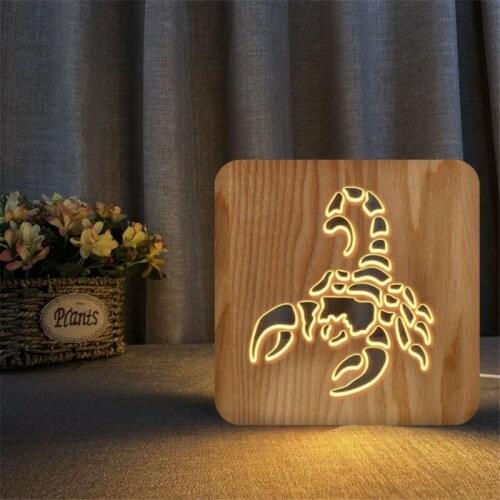 Wood scorpion Sculpture 3D Illusion Luminaria Statue Home Decorative Craft scorpions Art Collection Sculpture decoration