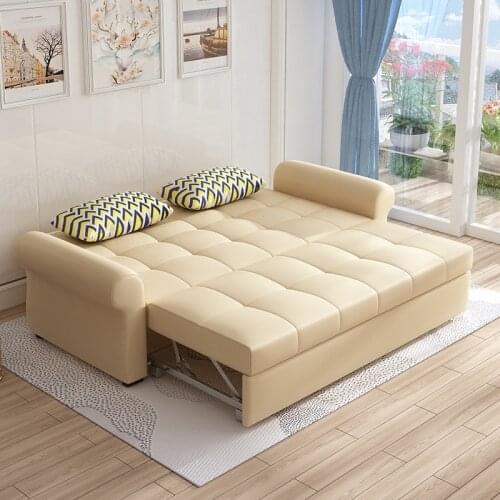 PU sofa 1.8 meters double 3 seater foldable push-pull dual-purpose multifunctional small apartment sofa