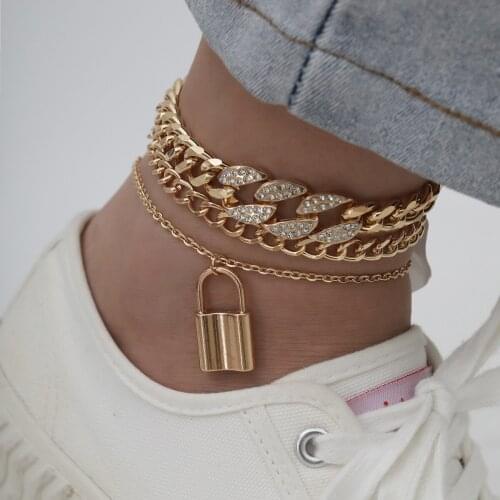 Hip Hop Iced Out Cuban Anklet Rhinestone for Women Rapper luxury Ankle On Foot Barefoot Sandals Bling Paved Crystal Sexy Jewelry
