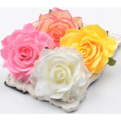 3pcs Large 10cm Artificial Rose Silk Flower Heads For Wedding Decoration DIY Wreath Gift Box Scrapbooking Craft Fake Flowers