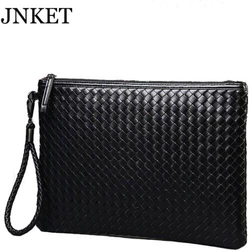 JNKET New Mens PU Leather Clutch Handbag Zipper Long Wallet Business Bag Large Capacity Clutch Bag A4 Document Bag （3 Sizes