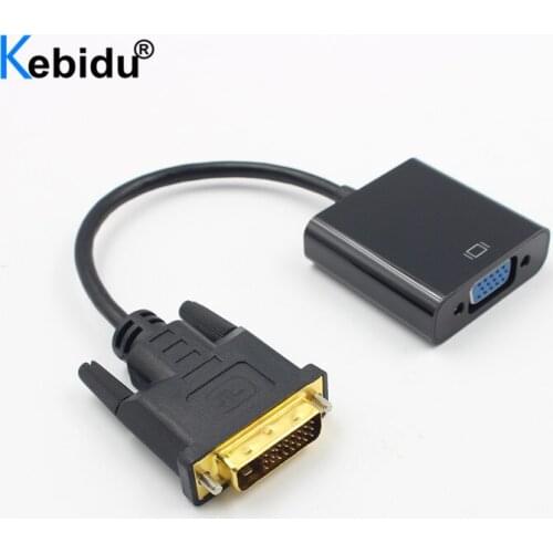 Kebidu DVI-D DVI To VGA Adapter Video Cable Converter 24+1 25Pin DVI-D To VGA 15Pin Active 1080P For Projector TV PS3 PS4 PC