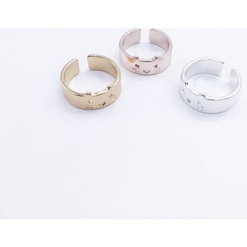 Classic Cat Ring Cute Delicate Open Design Animal Face Flat Rings
