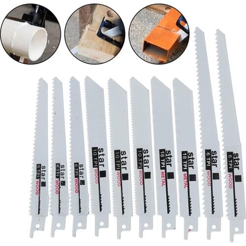 10pcs/Set 6" 8" Metal Wood Cutting Reciprocating Saw Blades Metal Woodworking Cutting Tool Fit For Sawzall