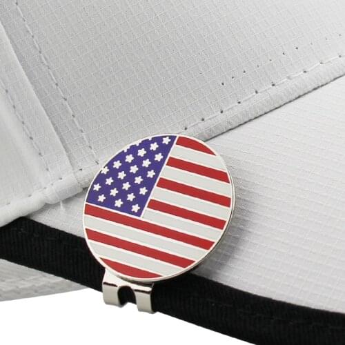 1.18" American Flag Golf Ball Mark w Magnetic Golf Hat Clip Alloy Professional America Marker Golf Training Aids