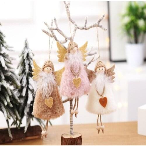 Cute Angel Girl Plush Doll Christmas Pendant Christmas Tree Hanging Ornaments Window Display Xmas Party Decoration Xmas Gift Toy