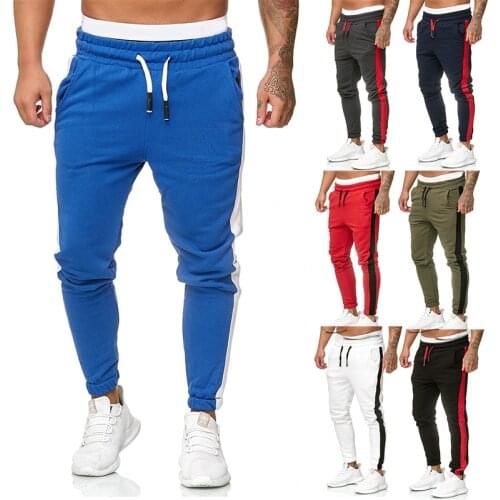 Mens Jogger Pants Basic Side Stripe Joggers Male Running Pants Fleece Track Pants 8 Colors Available Man Skinny Track Pants