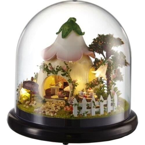 Mylb small doll house Totoro wooden doll houses miniature home assembling dollhouse diy glass ball toys kit totoro figure
