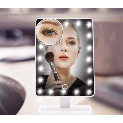 20LED lights in 2017 and 10x magnifying flat desktop mirrors can rotate touch-sensitive mirrors