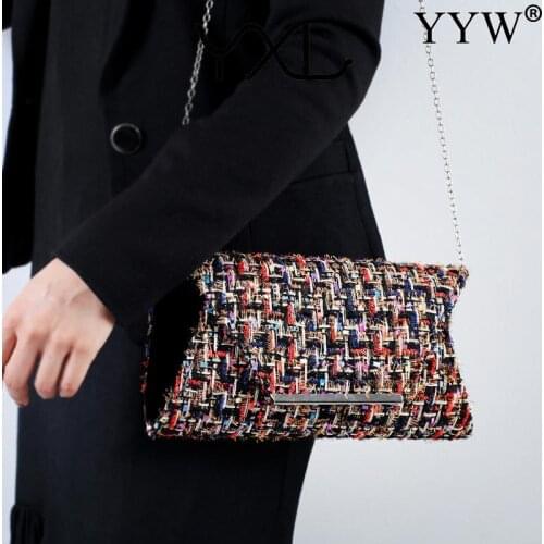 New Fashion 2021 Women Clutch Bag Nylon Weave Chain Elegant Exquisite Vintage For Ladies Party Wedding Mini Wallet Women Handbag