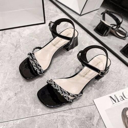 New High-heeled Womens Shoes Open Toe Braided Sexy One Word Buckle Ladies Sandals Womens Shoes Shoes for Women Sandals