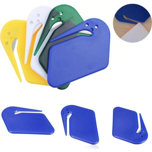 New Arrival Plastic Mini Letter Openera Office Safe Guarded Plastic Stainless Steel Blade Envelope Cutter Random Color