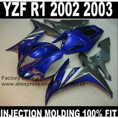 Good motorcycle Full injection factory fairings kits for YAMAHA R1 2002 2003 YZF R1 02 03 blue gun gray ABS fairing